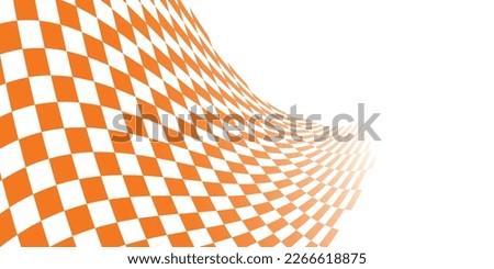 Orange and white checkered abstract background. Race background with space for text. Racing flag vector illustration. Flag race background. 