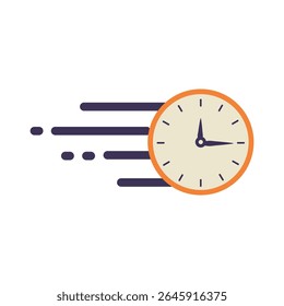Orange and White Clock with Purple Speed Lines for Fast Time
