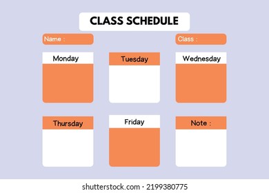 Ilustración del programa de clases de color naranja y blanco.