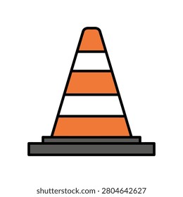 Orange and white construction traffic cone vector with construction illustration industrial maintenance transportati