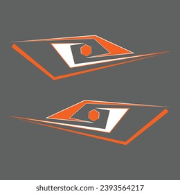 Orange and white decals. Suitable for pasting on both sides of racing car doors. Modern, sporty, youthful.
