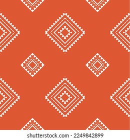 Orange and white diamond knitting frame with red and white circle pattern background vector illustration image