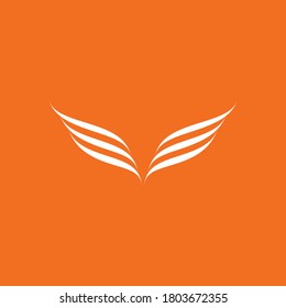 Orange white emblem symbolizing butterfly wings