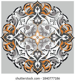 Patrón floral naranja y blanco sobre el fondo gris