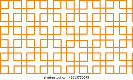 Orange and white geometric seamless pattern with squares. Plaid checkered background.