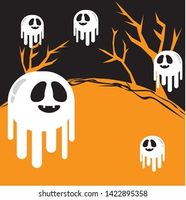 orange white ghosts in woods