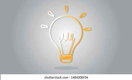 Orange White Gradient Light Bulb Flat Vector Gradient Background