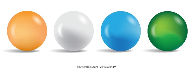 orange white green and blue circle with realistic 3D vector illustration on white background. eps 10