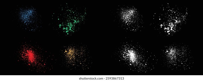 Orange, white, green, blue, and red color vector blood splatter illustration background collection