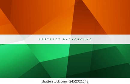 Fondo abstracto moderno blanco y verde anaranjado con textura geométrica 3d poligonal. Bandera India concepto Ilustración vectorial.