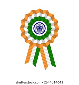 laranja branco verde roseta, indian bandeira nacional cores prêmio, medalha do vencedor com fitas vetor modelo, independência dia arco