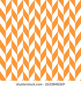 Orange and white herringbone pattern, which is a design characterized by a distinctive V-shaped weave.