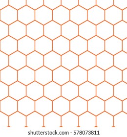 Orange and white hexagon honeycomb pattern background.