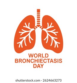 Um design de logotipo ilustrado laranja e branco para o dia mundial da bronquiectasia dedicado à consciência da saúde respiratória