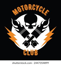 Orange and White Illustration Motorcycle Club Circle Sticker