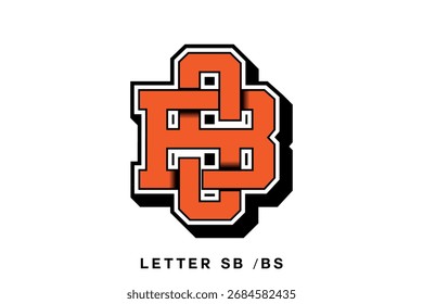 Orange and White Lettermark SB and BS Monogram Logo with Shadow
