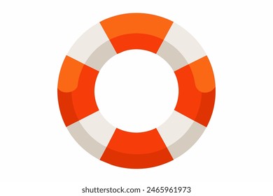 Anillo de salvavidas naranja y blanco. Dispositivo de flotación de seguridad para el rescate de emergencia. Concepto de seguridad, equipos de emergencia. Arte gráfico. Aislado sobre fondo blanco. Imprimir, elemento de diseño 