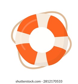 Orange and White Lifebuoy Vector Illustration - Safe Lifesaver Ring Ring Isolated