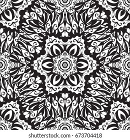 Orange and white on roughness background. Oriental ornament in the style of baroque. Vector traditional classic white pattern.