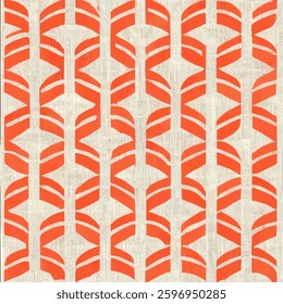 Orange and white pattern with an abstract geometric grunge lines ikat pattern, striped seamless pattern, Vector illustration background for print the paper.