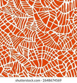 Oranje en wit patroon geïnspireerd door een spinnenweb, op linnen stof print patroon, katoen, zijde, vector illustratie, doodle zomer, kinderen en baby ontwerpen voor print stof.