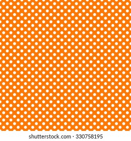 Orange & White Polka Dot Pattern, Seamless Texture Background