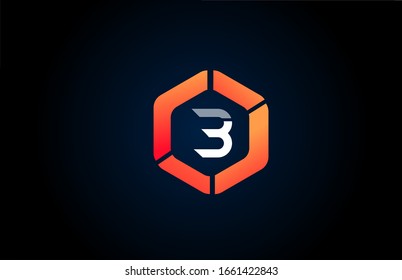 orange white polygon B letter alphabet logo design icon in black and orange for company and business. Suitable for catchy logotype