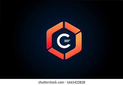 orange white polygon G letter alphabet logo design icon in black and orange for company and business. Suitable for catchy logotype
