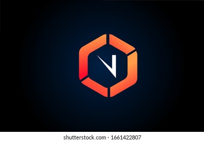 orange white polygon N letter alphabet logo design icon in black and orange for company and business. Suitable for catchy logotype