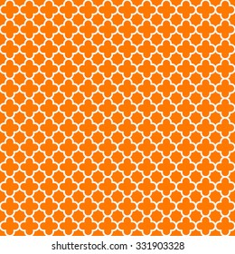 Orange & White Quatrefoil Pattern, Seamless Texture Background