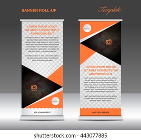 Orange and white Roll up banner stand template vintage flyer for business