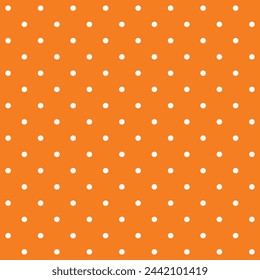 Orange and white seamless polka dot pattern vector