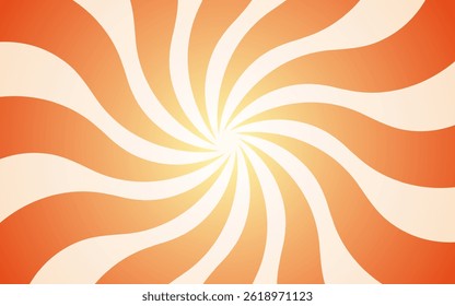 Orange white spiral background illustration. Groovy background. Waves, swirl, twirl pattern. Twisted and distorted vector texture in trendy retro psychedelic style. Y2k aesthetic.