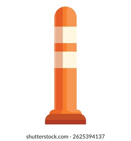Orange and white striped traffic bollard standing upright, used for traffic control and safety