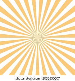 orangefarbener und weißer Muster-Hintergrund. Rays. Sonnenbrust-Hintergrund. Vektorgrafik. orangefarbener, weißer, radialer Hintergrund.