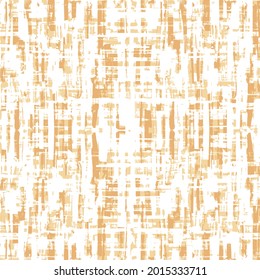 orange and White texture art, Folk Dyed Brush Stroke Checked Distressed Textured Background. Seamless Pattern.