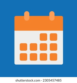 Orange and white vector calendar. flat daily calendar icon.