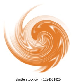 orange and white watercolor spiral pattern with loose tipped endings on white background, vector illustration