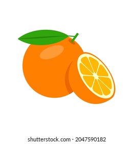 Ilustración de todo y medio vector naranja aislada en fondo blanco