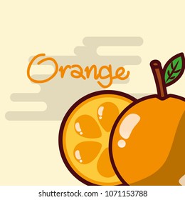 orange whole and slice fruit delicious shiny poster 
