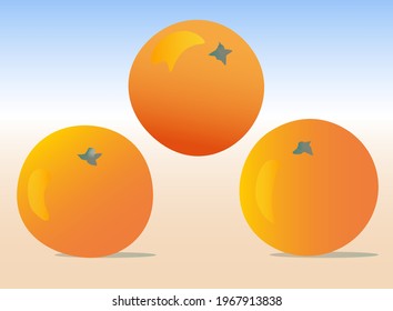 Naranja entera. Ilustración vectorial de las naranjas. Malla hecha a mano totalmente editable.