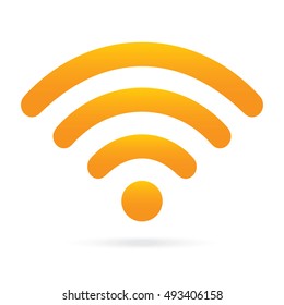 Orange Wifi Icon Wireless Symbol On Isolated Background