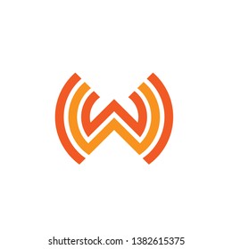 Orange Wifi Line Initial W Logo