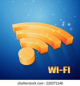 orange Wi-Fi symbol  on blue background