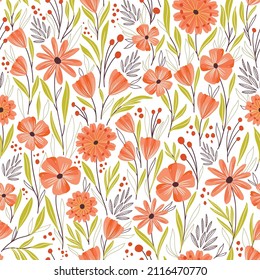 Orange Wild Lillies Flower Pattern vector design