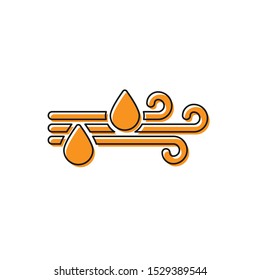 Orange Wind and rain icon isolated on white background. Windy weather.  Vector Illustration