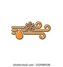 Orange Wind and rain with snow icon isolated on white background. Windy weather.  Vector Illustration