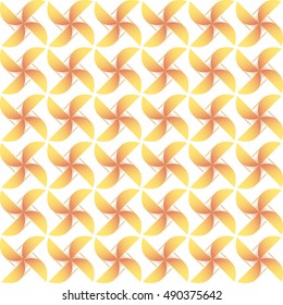 Orange windmill on a white background. Warm and gentle tone. Seamless pattern.