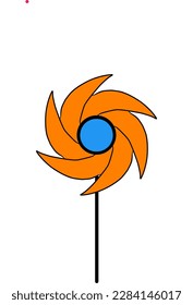 Orange windmill toy icon vector