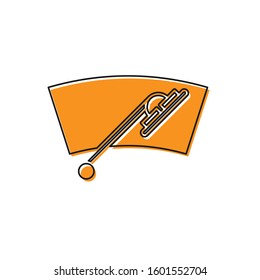 Orange Windscreen wiper icon isolated on white background.  Vector Illustration